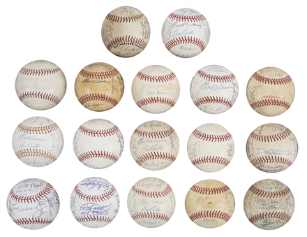Lot of (17) Baltimore Orioles 1950s-1980s Team Signed Baseballs (Beckett PreCert)